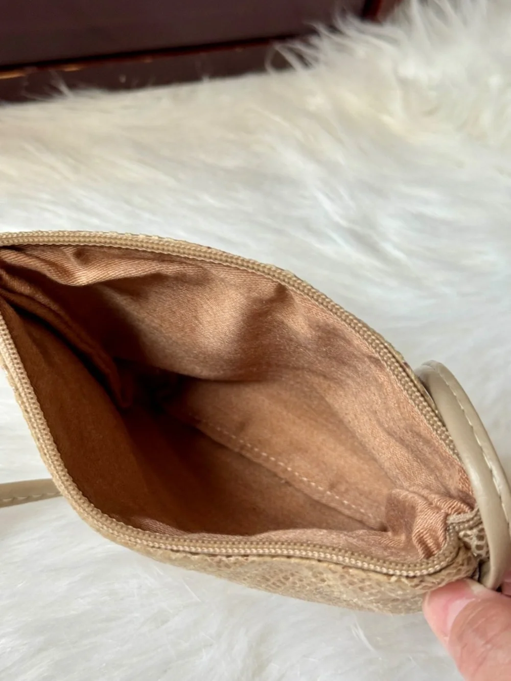 Snakeskin Embossed Mini Shoulder Bag Beige Neutral Y2K-inspired‎ silhouette